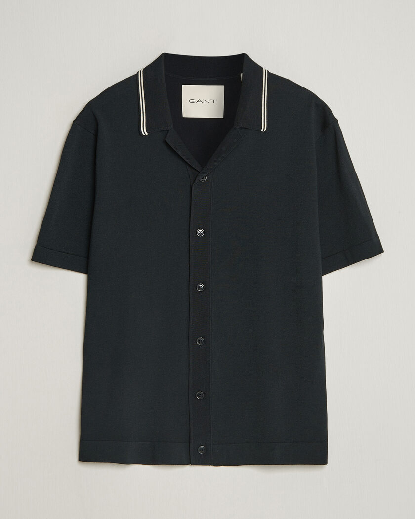 Gant Knitted Resort Collar Shirt Black – Nero