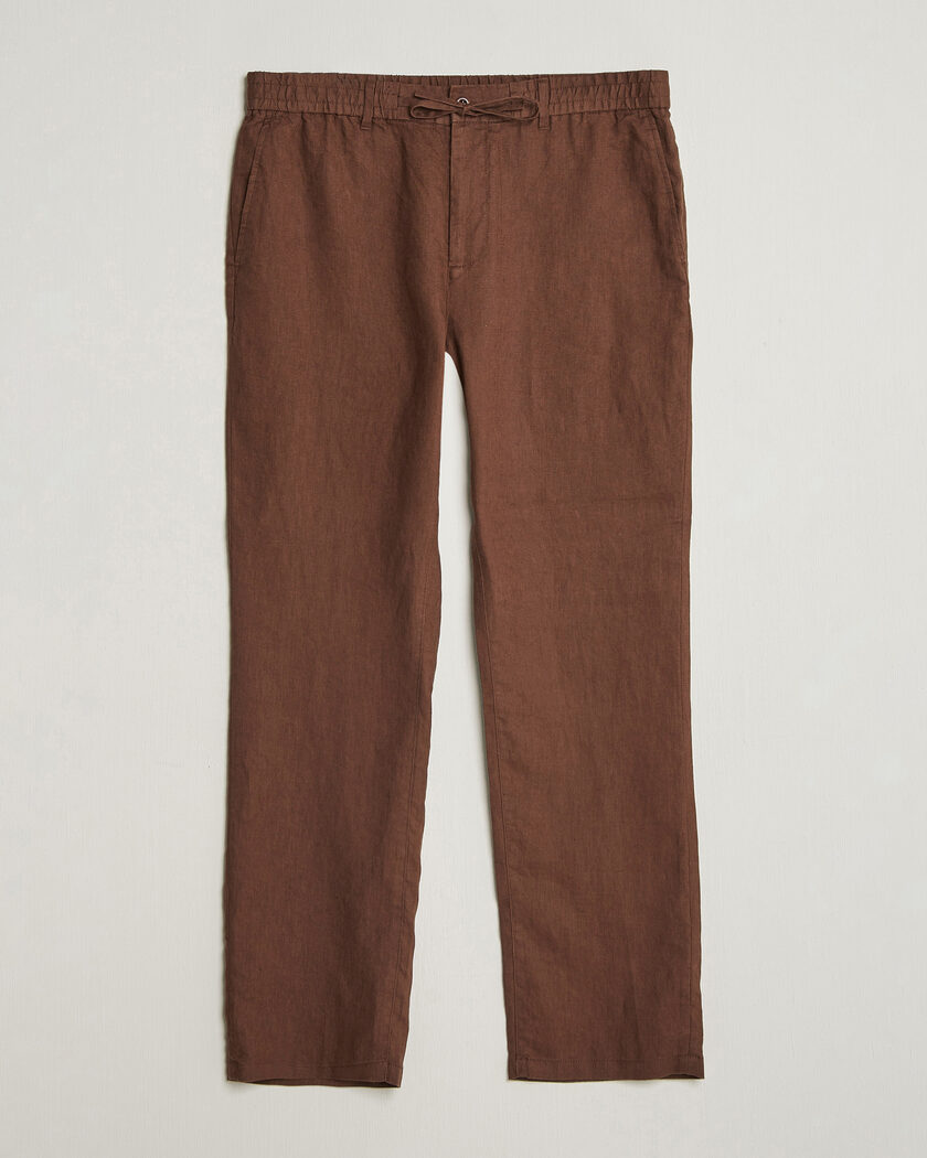 Gant Regular Fit Linen Drawstring Pants Mahogany Brown – Marrone