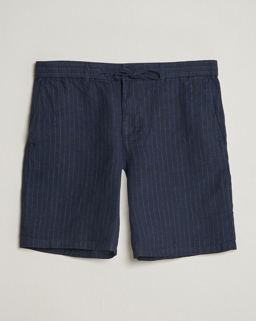 Gant Regular Fit Striped Linen Drawstring Shorts Evening Blue – Blu