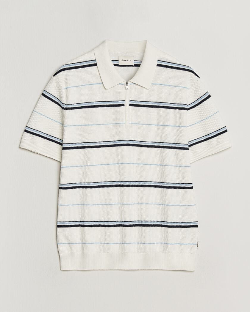Gant Striped Knitted Polo Eggshell – Bianco