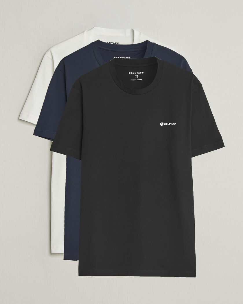 Belstaff 3-Pack Squad Crew Neck T-Shirt Black/Dark Ink/White – Multicolore