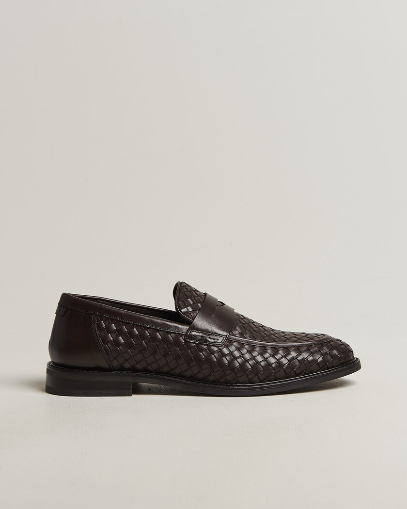 GANT Lozham Braided Leather Loafer Dark Brown – Marrone