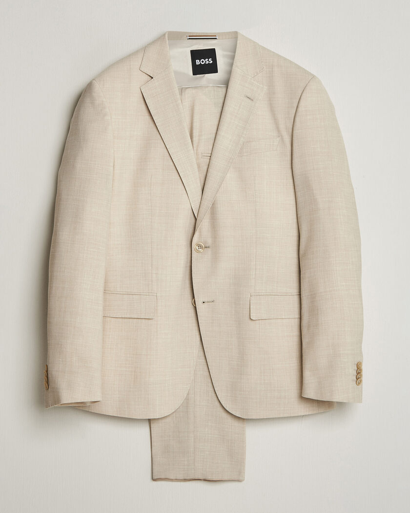 BOSS BLACK Huge Wool/Linen Suit Open Beige – Beige