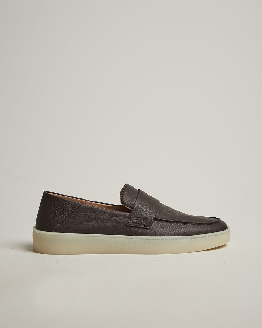 BOSS BLACK Randal Leather Loafer Dark Brown – Marrone