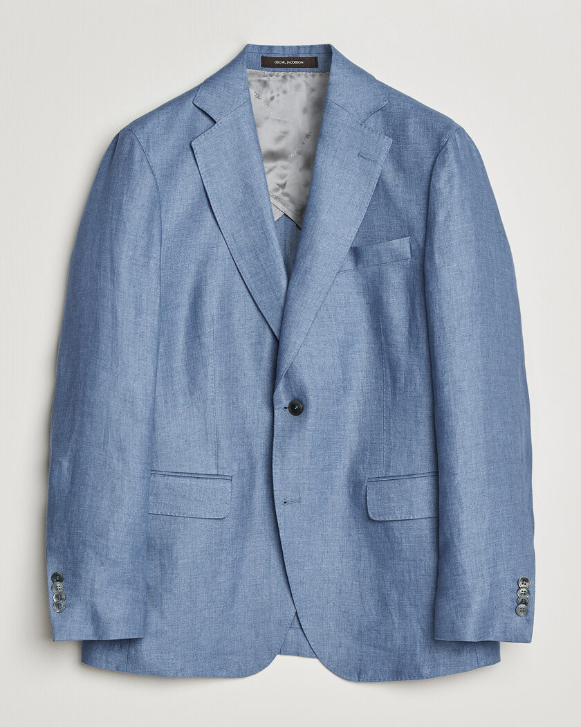 Oscar Jacobson Ferry Soft Linen Blazer Light Blue – Blu