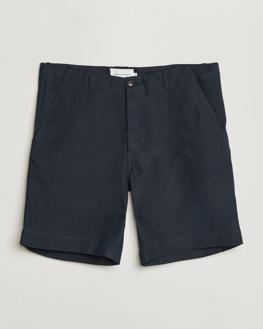 Peregrine Windsor Linen Shorts Navy Stripe – Blu