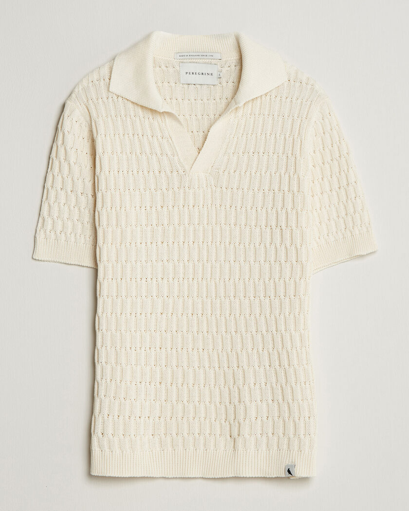 Peregrine Cove Knitted Cotton Polo Shirt White – Bianco