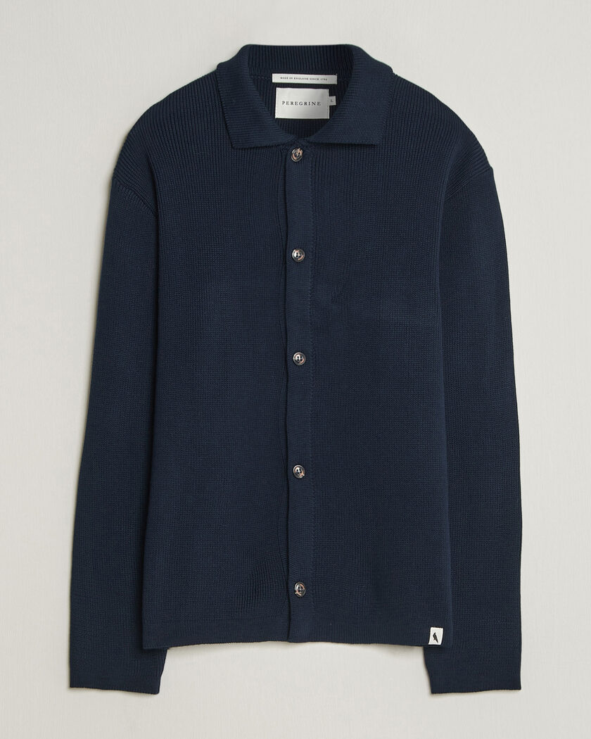 Peregrine River Knitted Cotton Schacket Navy – Blu