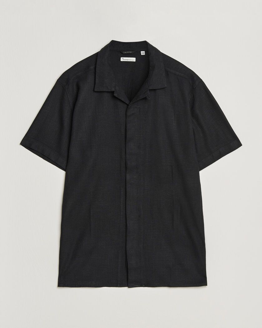 KnowledgeCotton Apparel Linen/Lyocell Resort Shirt Black – Nero