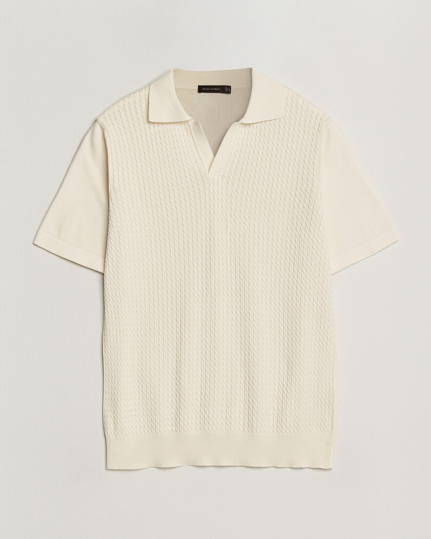 Oscar Jacobson Alf Structured Cotton Polo Off White – Bianco