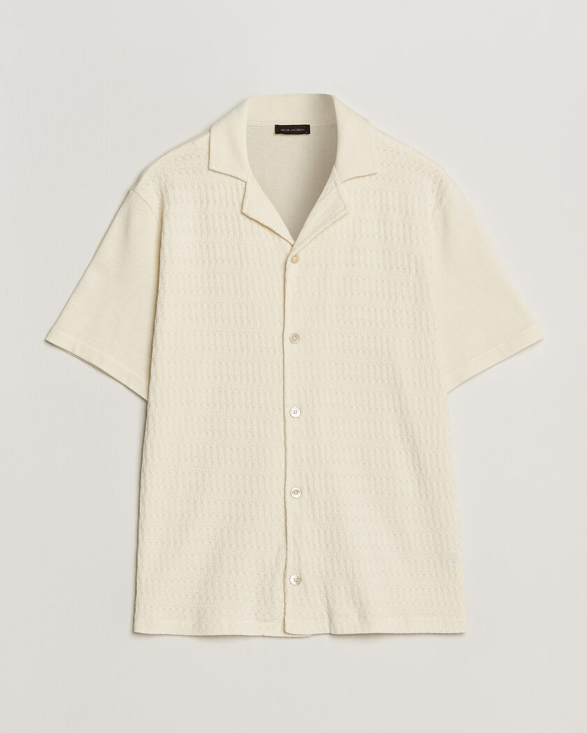 Oscar Jacobson Kirk Knitted Short Sleeve Shirt Off White – Bianco