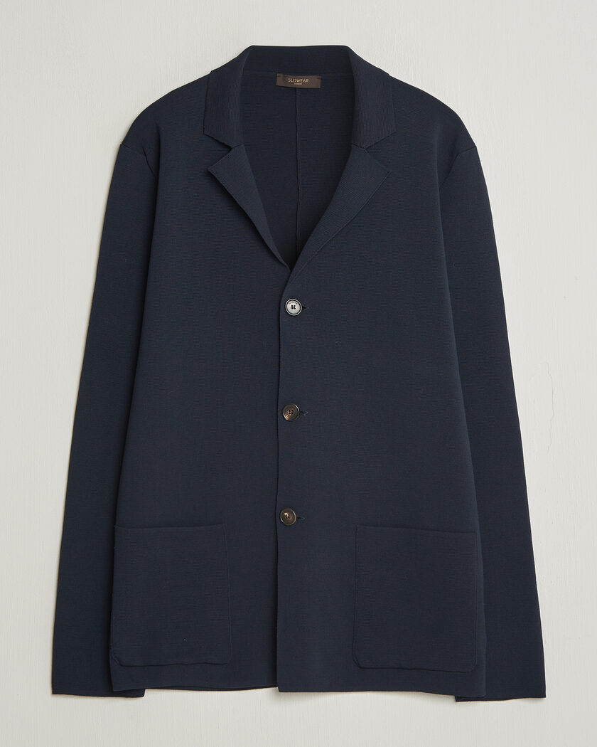 Zanone Knitted Cotton Blazer Navy – Blu