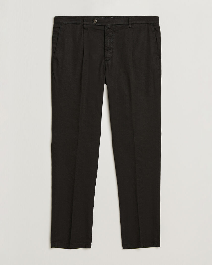 Briglia 1949 Pleated Linen Trousers Black – Nero