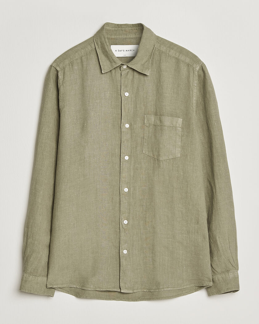 A Day's March Daintree Linen Shirt Misty Green – Verde