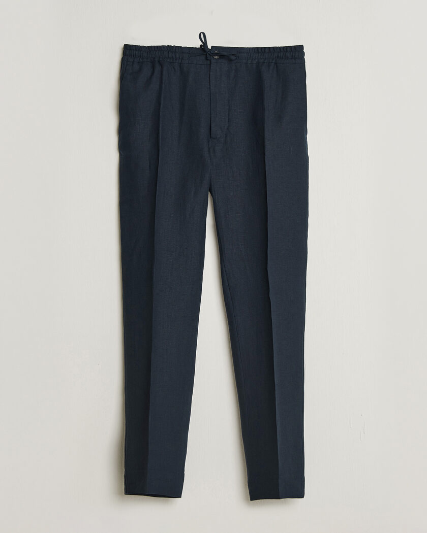 J.Lindeberg Soren Drape Linen Pants Navy – Blu