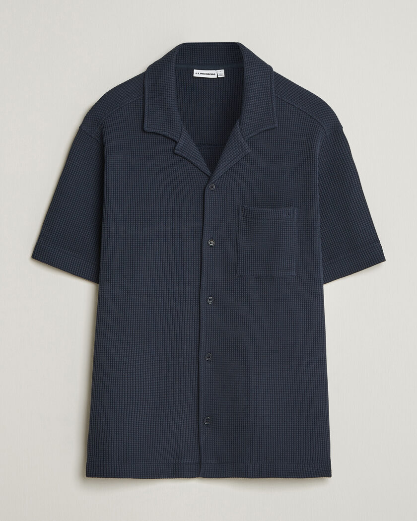 J.Lindeberg Theron Waffle Resort Shirt Navy – Blu