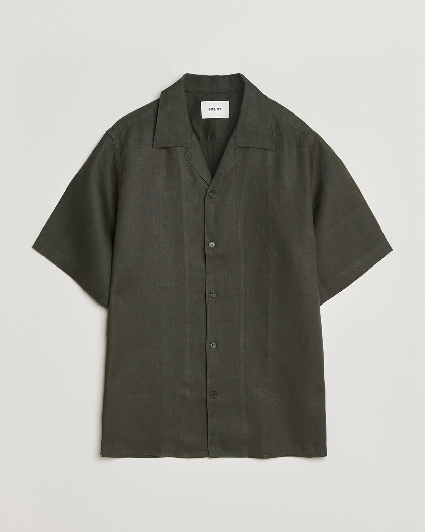 NN07 Julio Linen Resort Shirt Dark Army – Verde