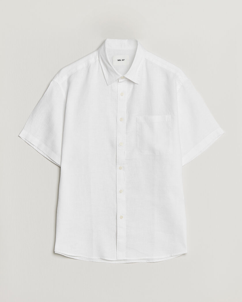 NN07 Deon Linen Short Sleeve Shirt White – Bianco