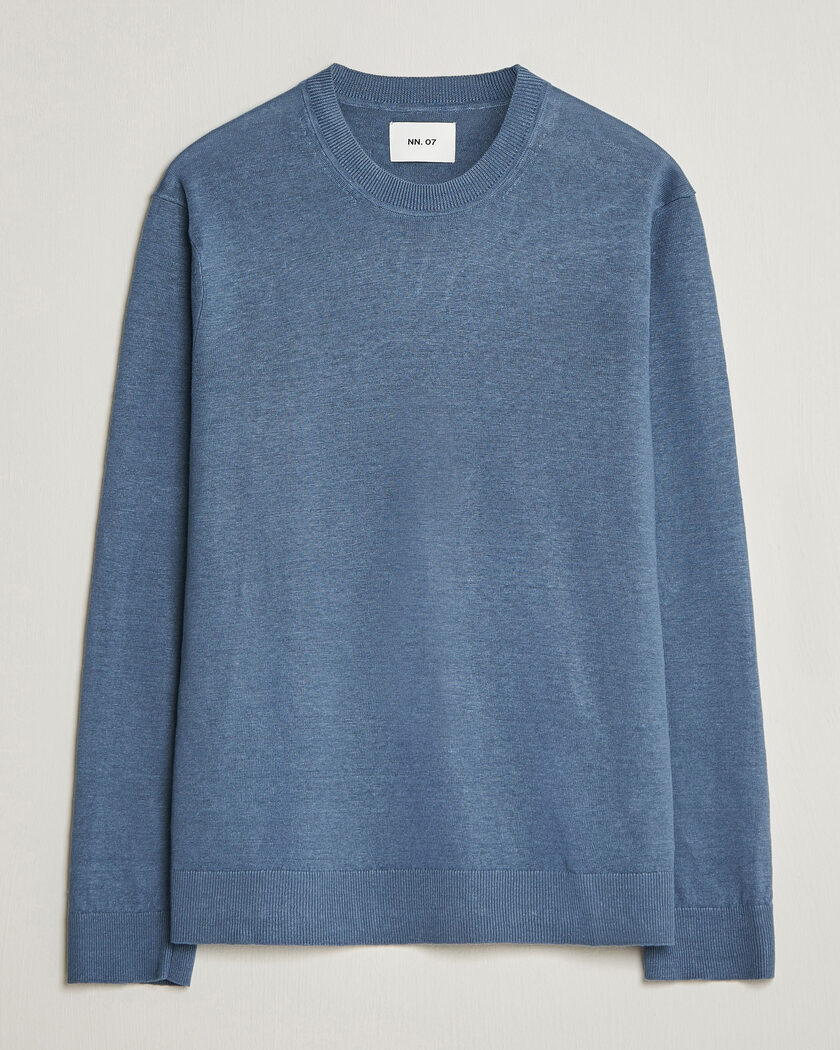 NN07 Ted Linen Knitted Sweater Stone Blue – Blu