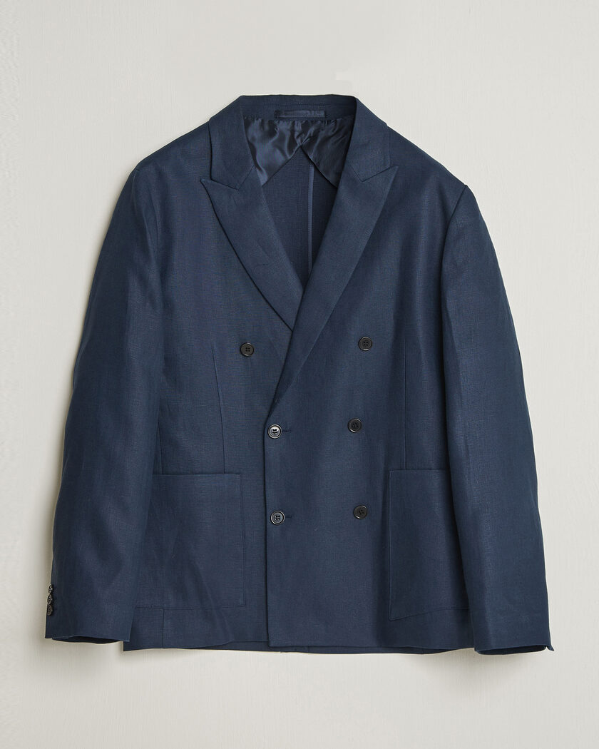NN07 Jordin Linen Double Breasted Blazer Navy Blue – Blu