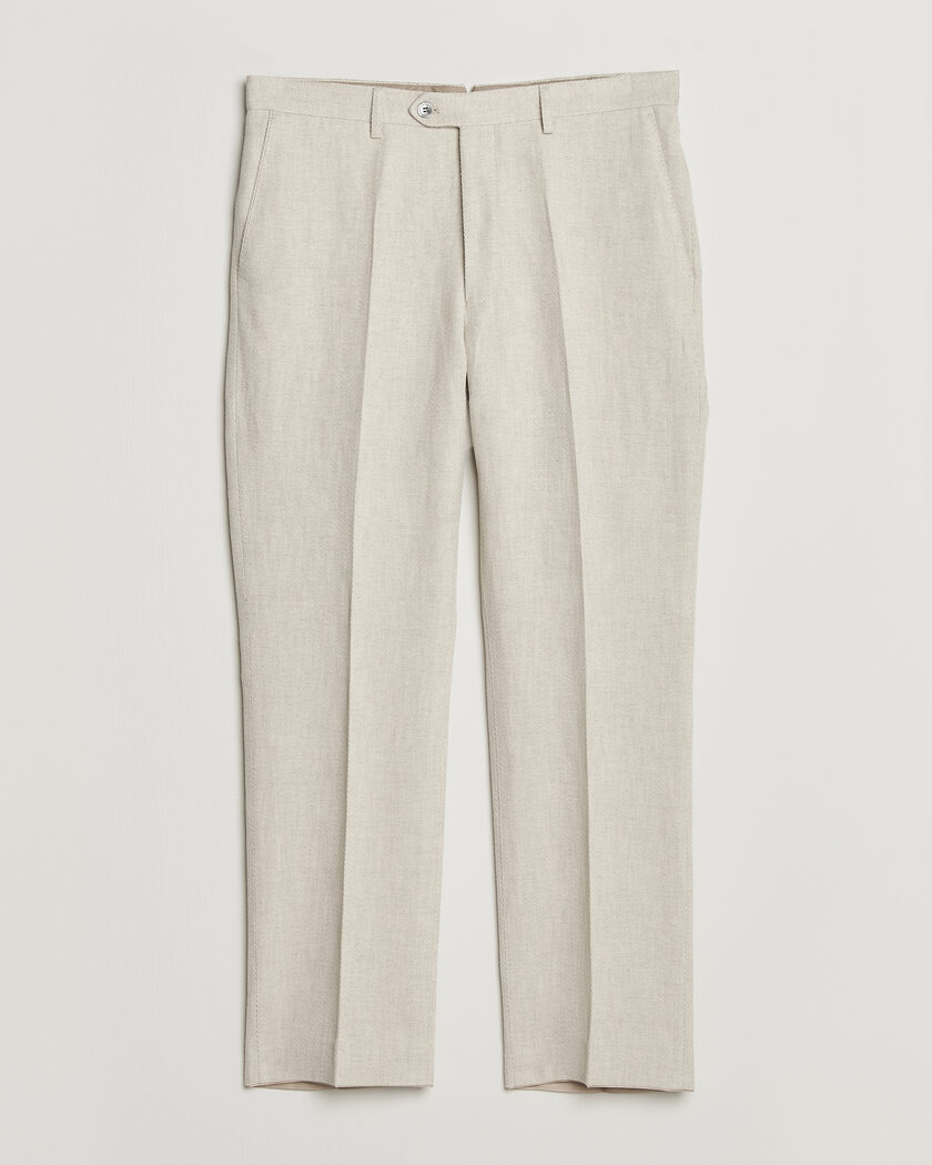 Oscar Jacobson Dell Cotton/Linen Trousers Off White – Beige