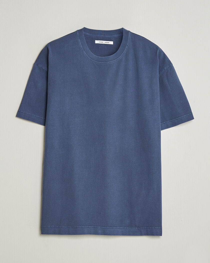 Samsøe Samsøe Joel Organic Washed Cotton T-Shirt Salute Navy – Blu