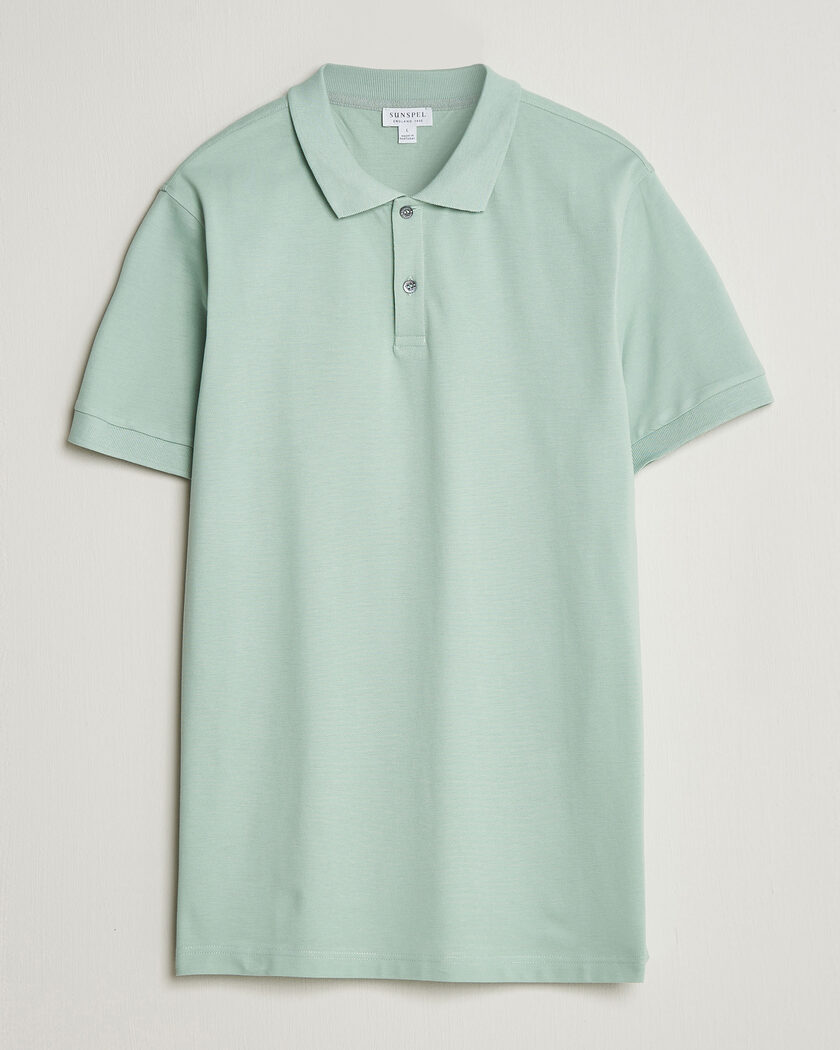 Sunspel Short Sleeve Pique Polo Laurel Green – Verde