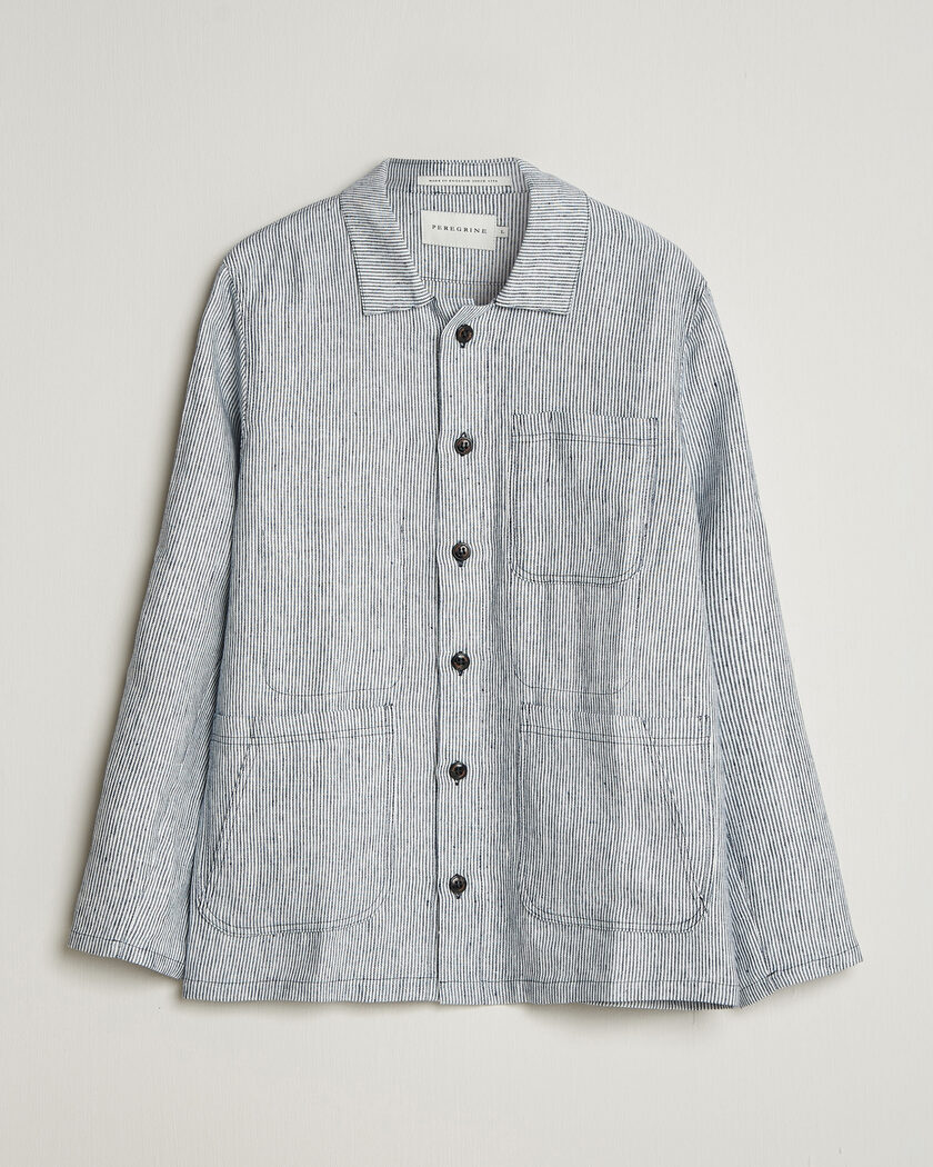 Peregrine Windsor Linen Shacket Navy Stripe – Blu