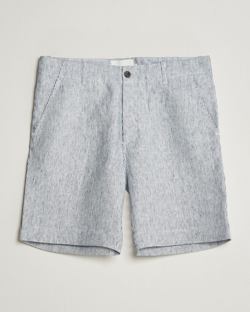 Peregrine Windsor Linen Shorts Navy Stripe – Blu