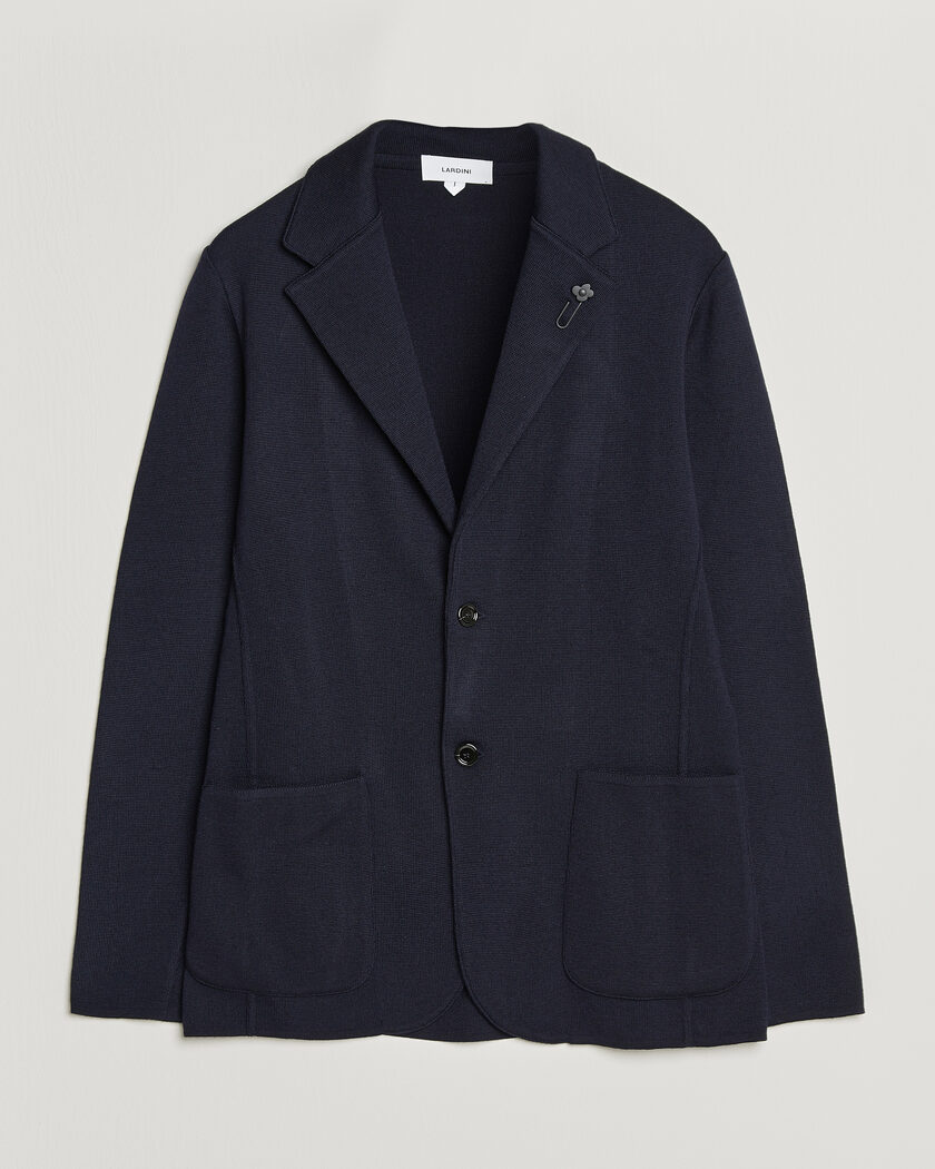 Lardini Knitted Wool Blazer Navy – Blu