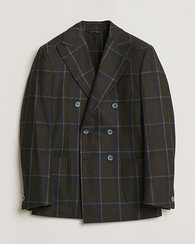 Pre-owned Gabo Napoli Checked Double Breasted Blazer Brown 48 – Marrone
