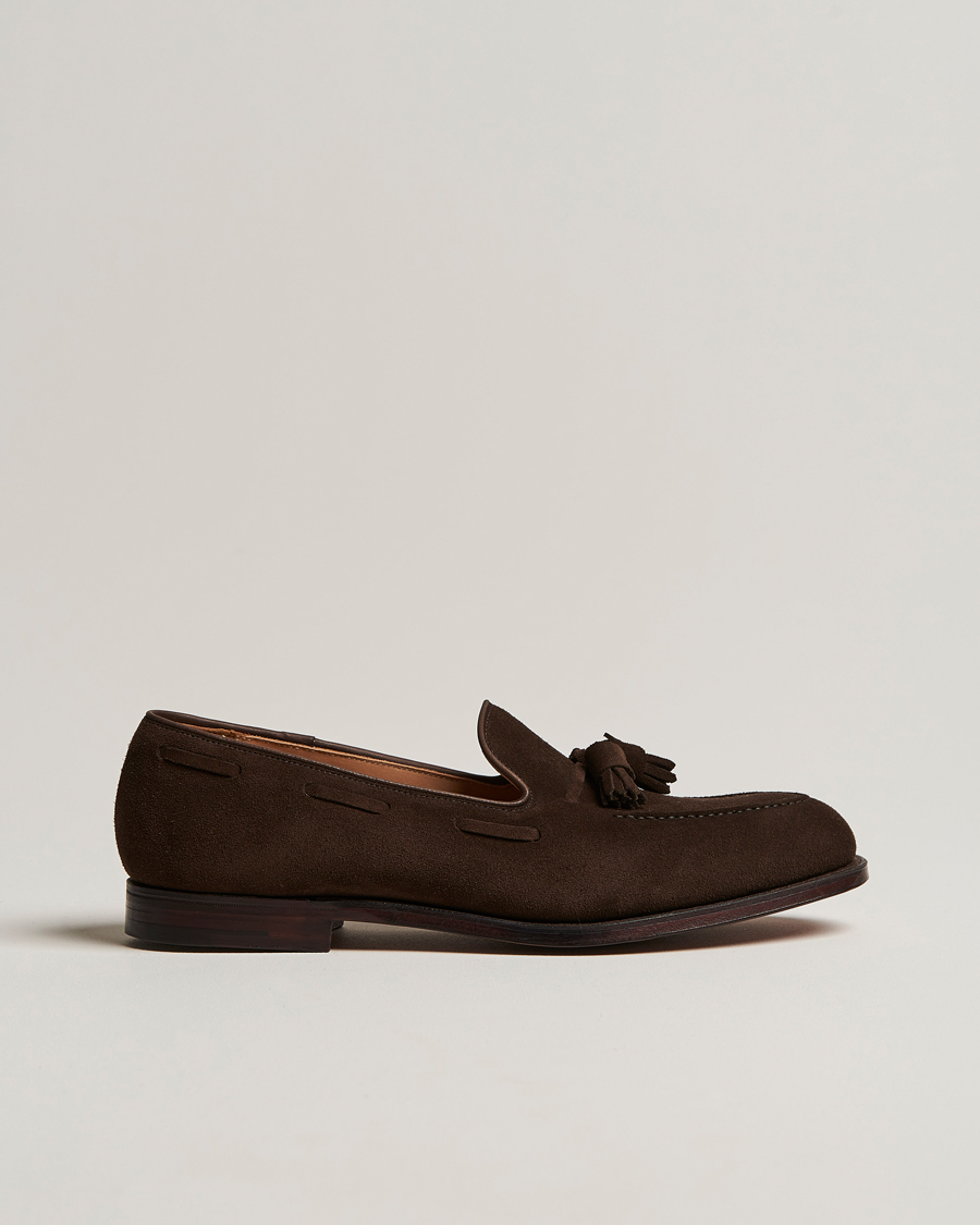 Uomini | Mocassini | Crockett & Jones | Cavendish Tassel Loafer Dark Brown Suede