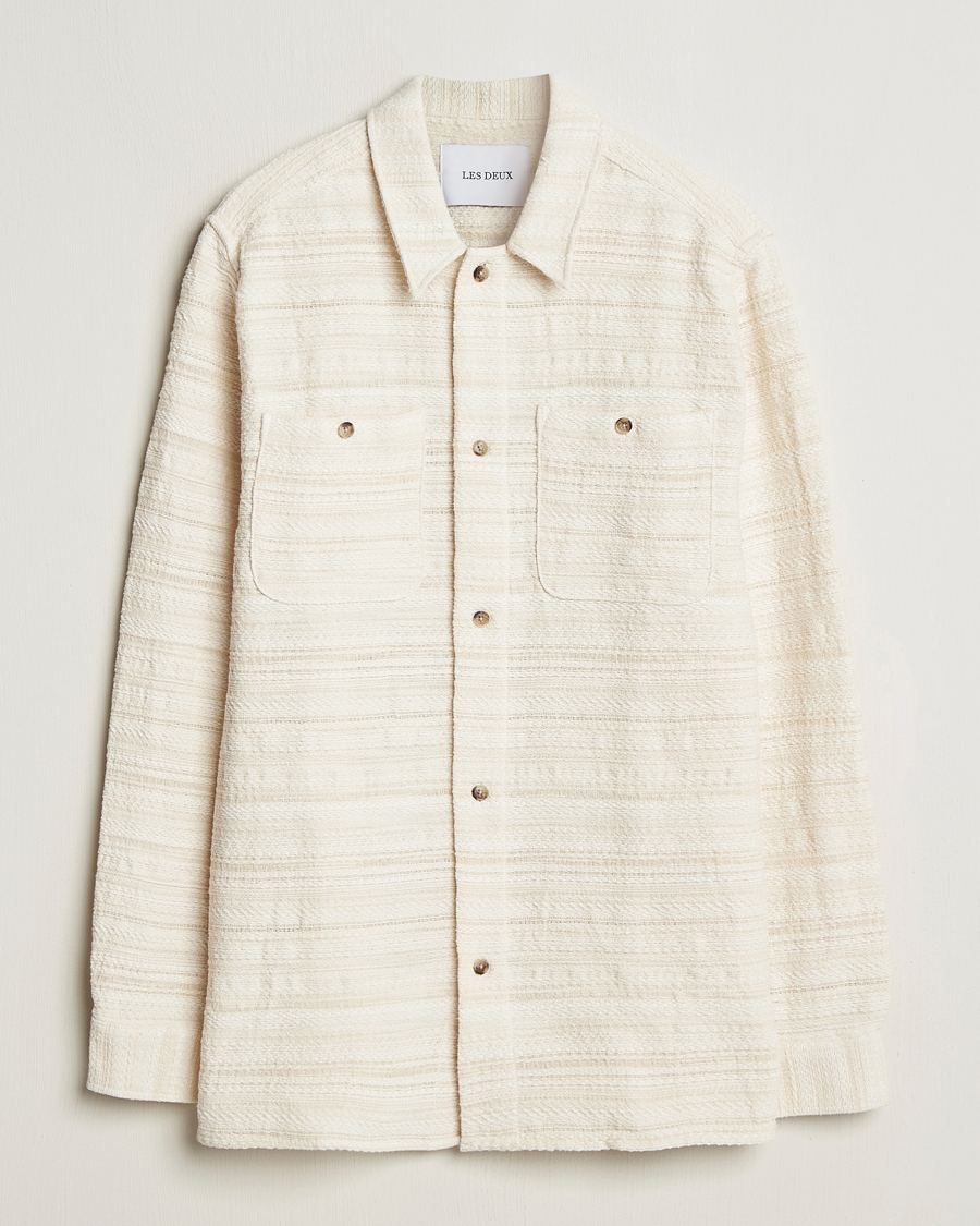Uomini | Camicie | LES DEUX | Jonas Structure Stripe Overshirt Ivory