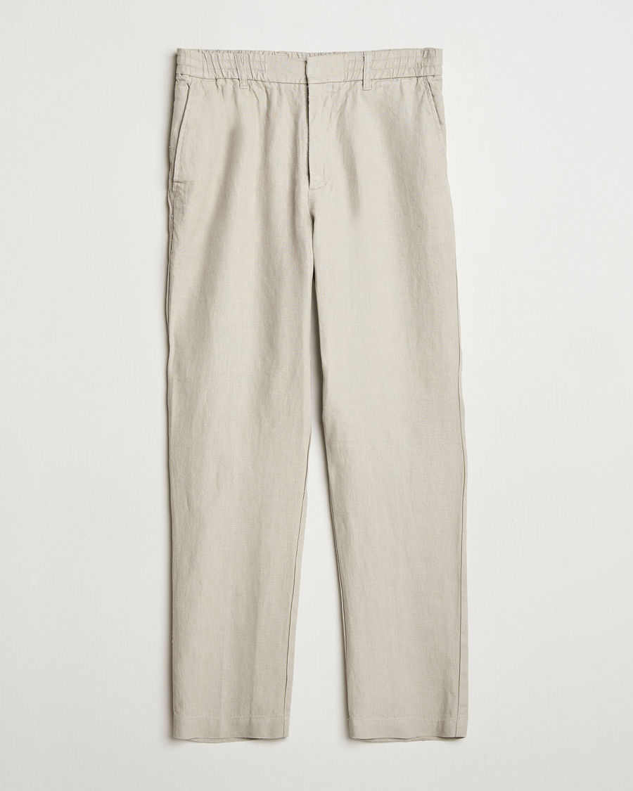 Uomini | Pantaloni | NN07 | Billie Linen Drawstring Trousers Fog