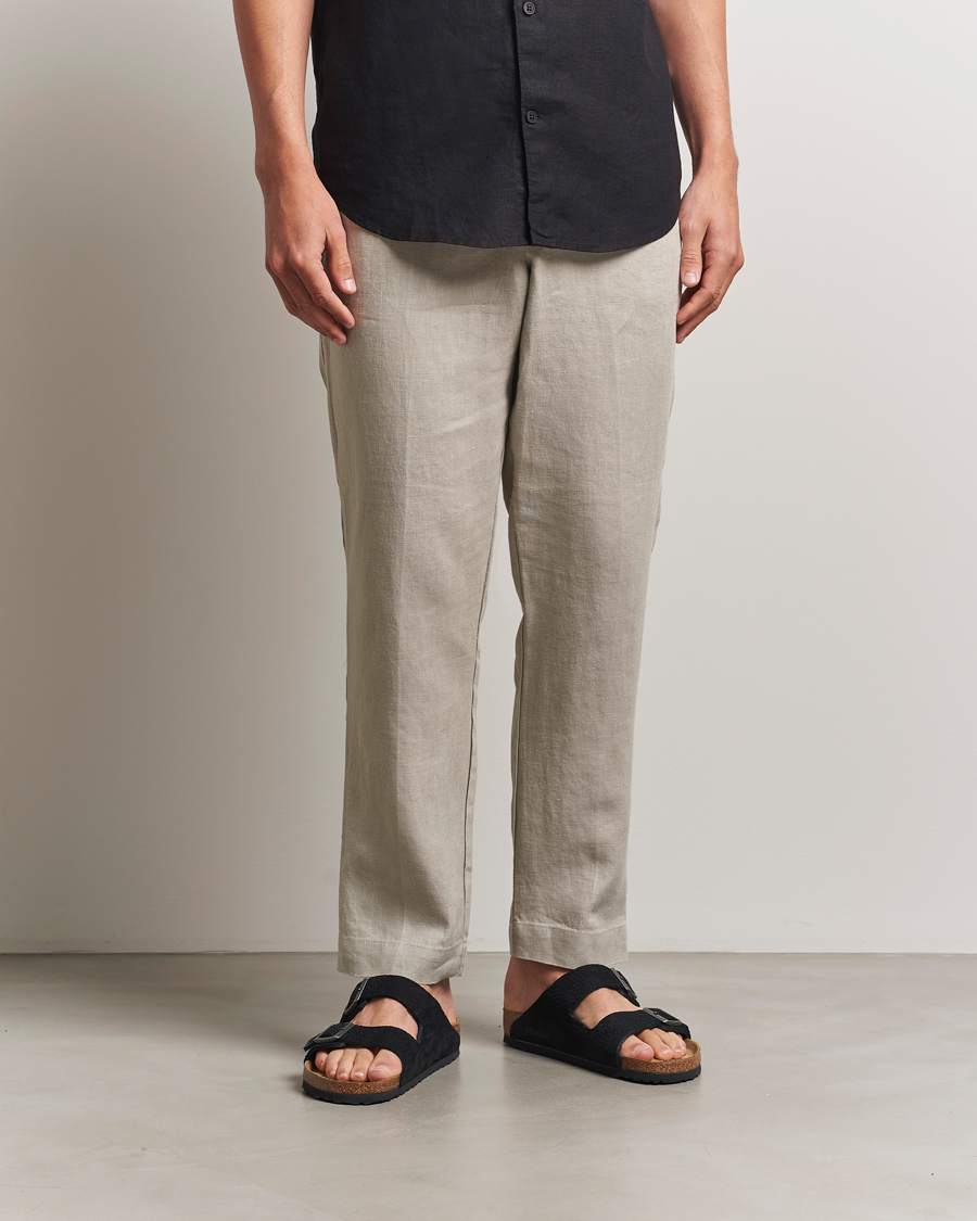 Uomini | Pantaloni | NN07 | Billie Linen Drawstring Trousers Fog