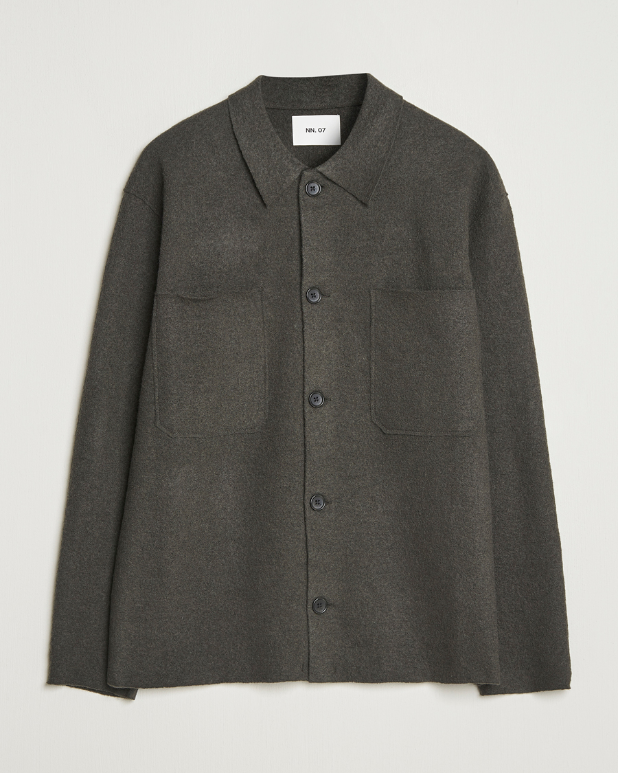 Uomini | Maglieria | NN07 | Jonas Boiled Wool Cardigan Dark Army