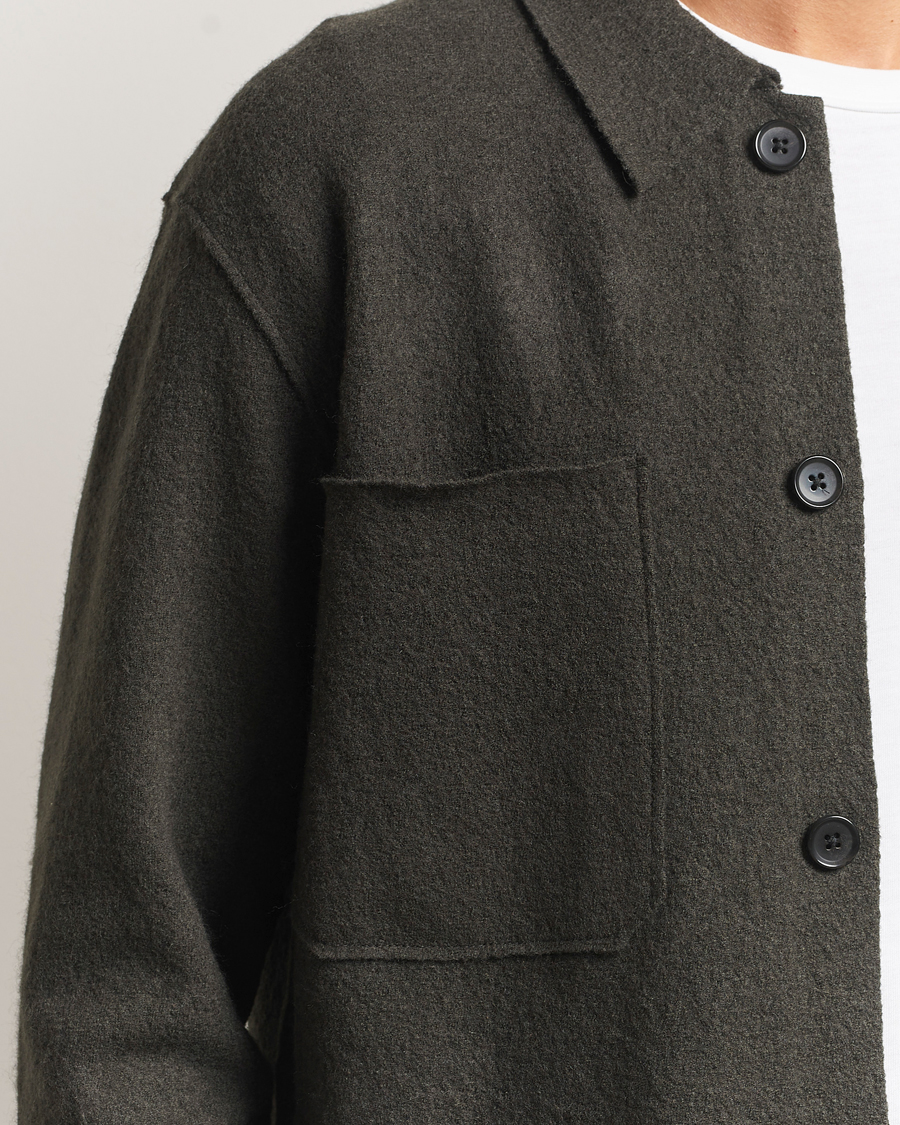 Uomini | Maglieria | NN07 | Jonas Boiled Wool Cardigan Dark Army