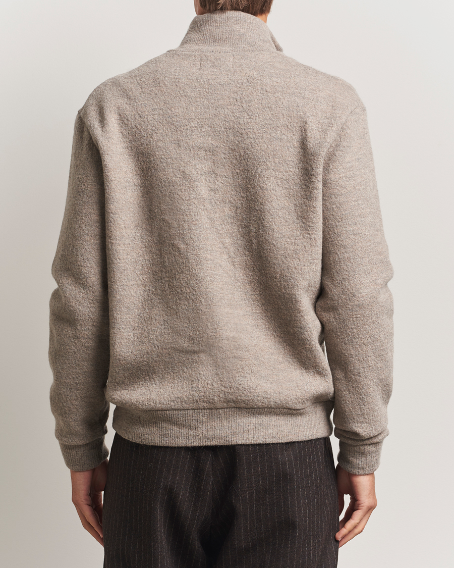 Uomini | Maglieria | NN07 | Boiled Wool Full Zip Khaki Beige