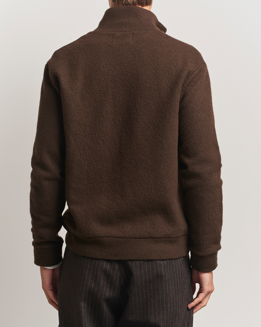 Uomini | Maglieria | NN07 | Boiled Wool Full Zip Demitasse Brown