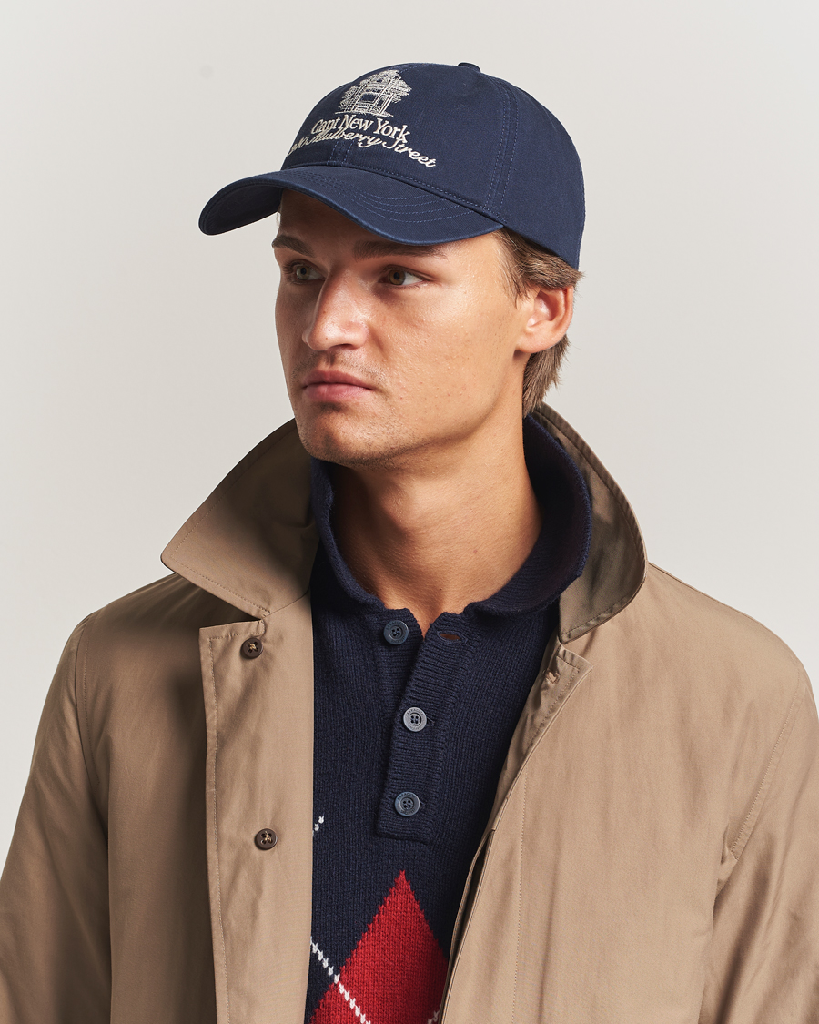 Uomini | GANT 240 Mulberry Street Washed Twill Cap Evening Blue | GANT 240 Mulberry Street | Washed Twill Cap Evening Blue