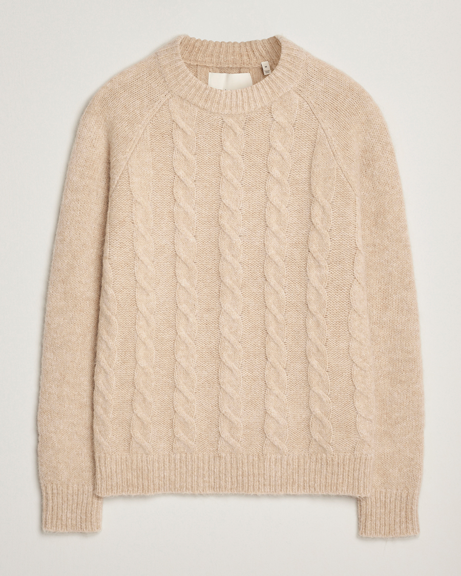 Uomini | Maglieria | GANT | Alpaca/Lambswool Cable Crew Neck Seed Melange