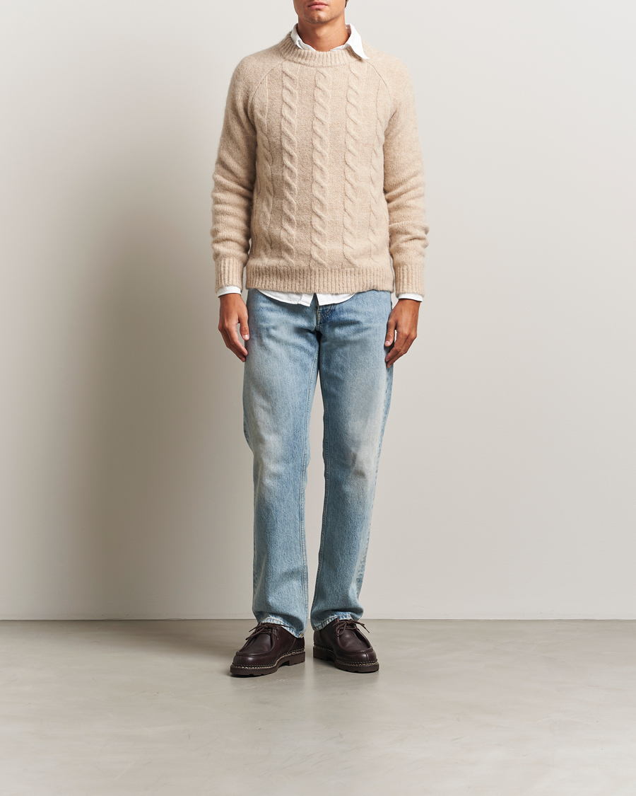 Uomini | Maglieria | GANT | Alpaca/Lambswool Cable Crew Neck Seed Melange