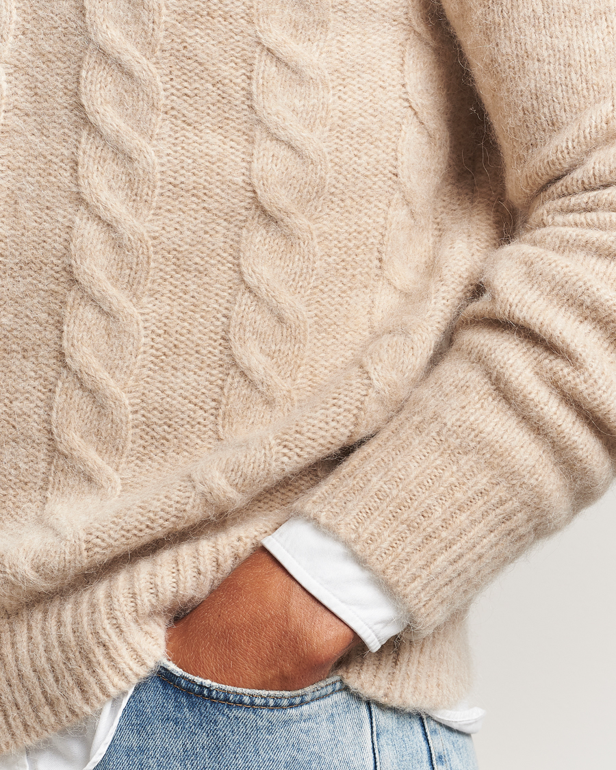 Uomini | Maglieria | GANT | Alpaca/Lambswool Cable Crew Neck Seed Melange