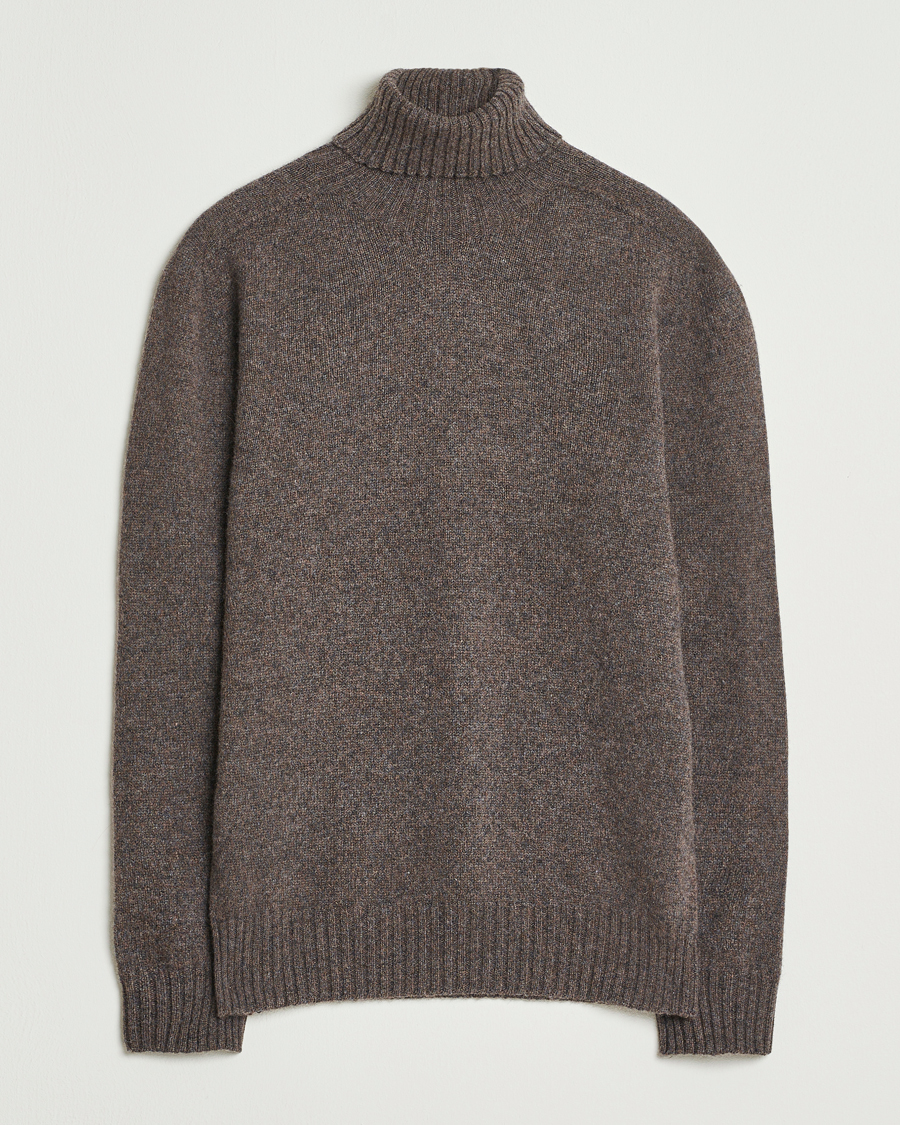 Uomini | Maglieria | Altea | Wool/Cashmere Rollneck Dark Brown Melange