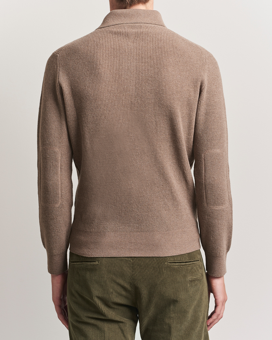 Uomini | Maglieria | Canali | Wool/Cashmere Long Sleeve Polo Brown