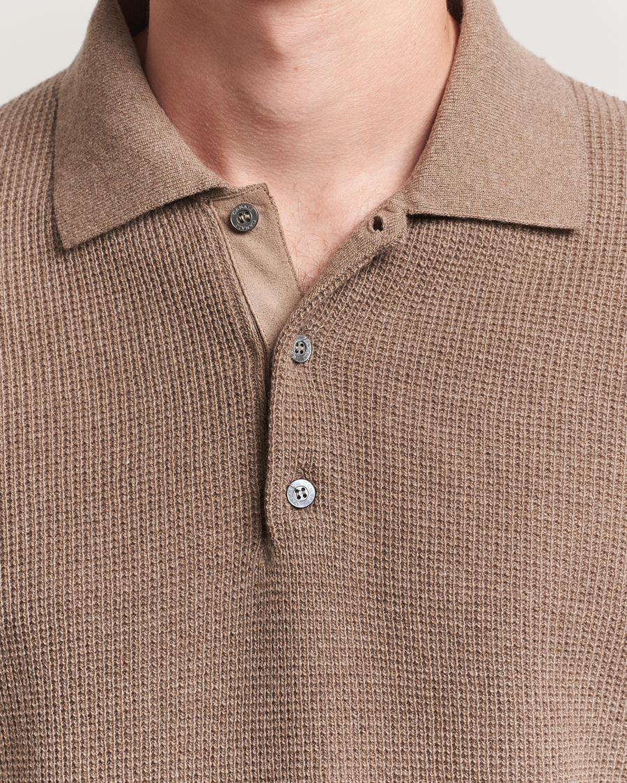 Uomini | Maglieria | Canali | Wool/Cashmere Long Sleeve Polo Brown