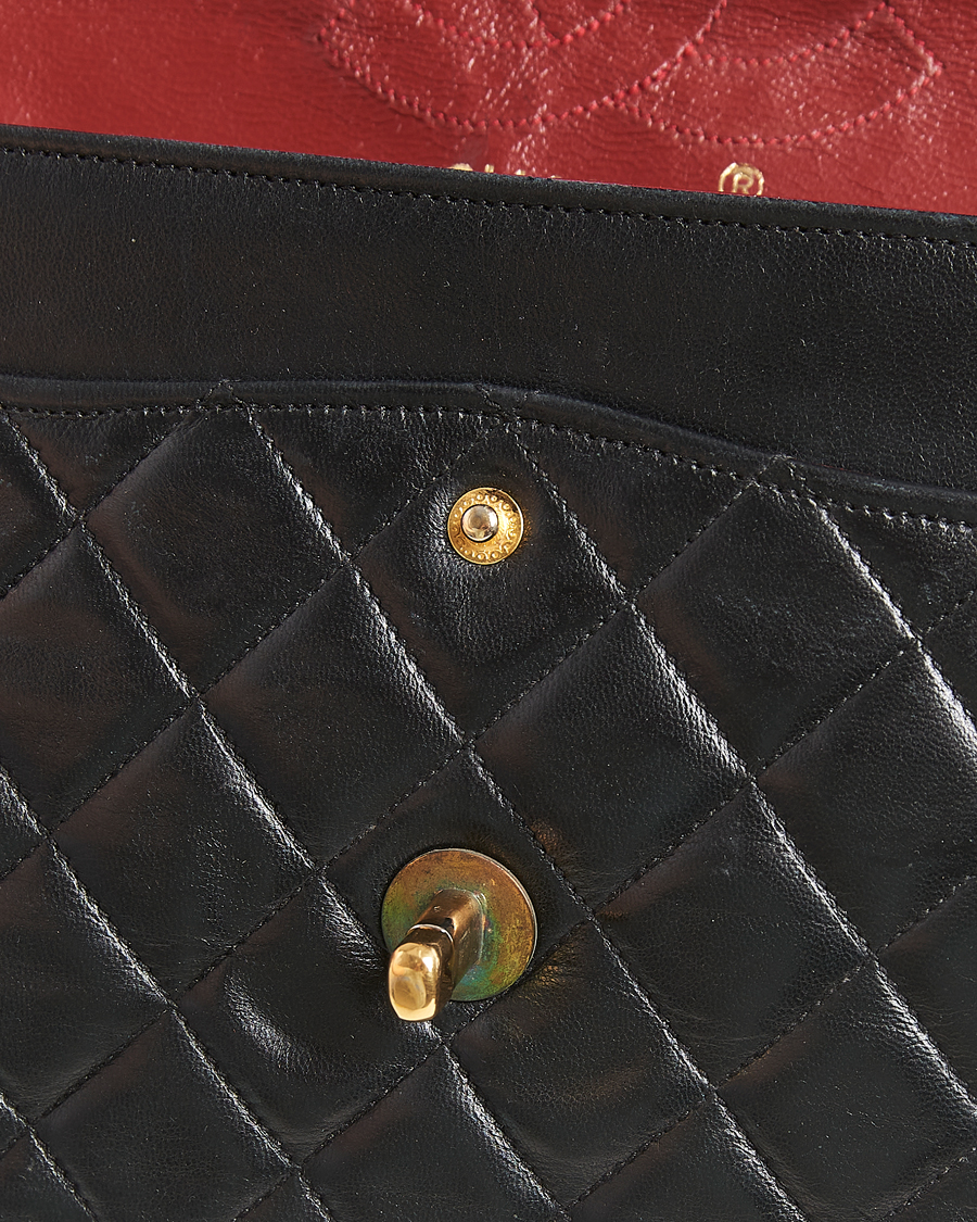 Uomini | Chanel Pre-Owned Classic Double Flap Medium Lambskin Black | Chanel Pre-Owned | Classic Double Flap Medium Lambskin Black