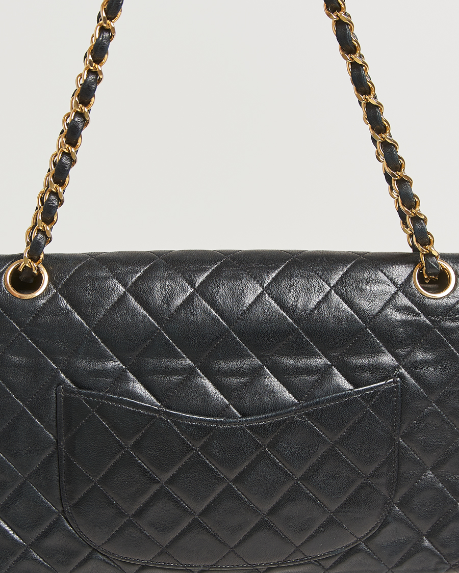 Uomini | Chanel Pre-Owned Classic Double Flap Medium Lambskin Black | Chanel Pre-Owned | Classic Double Flap Medium Lambskin Black