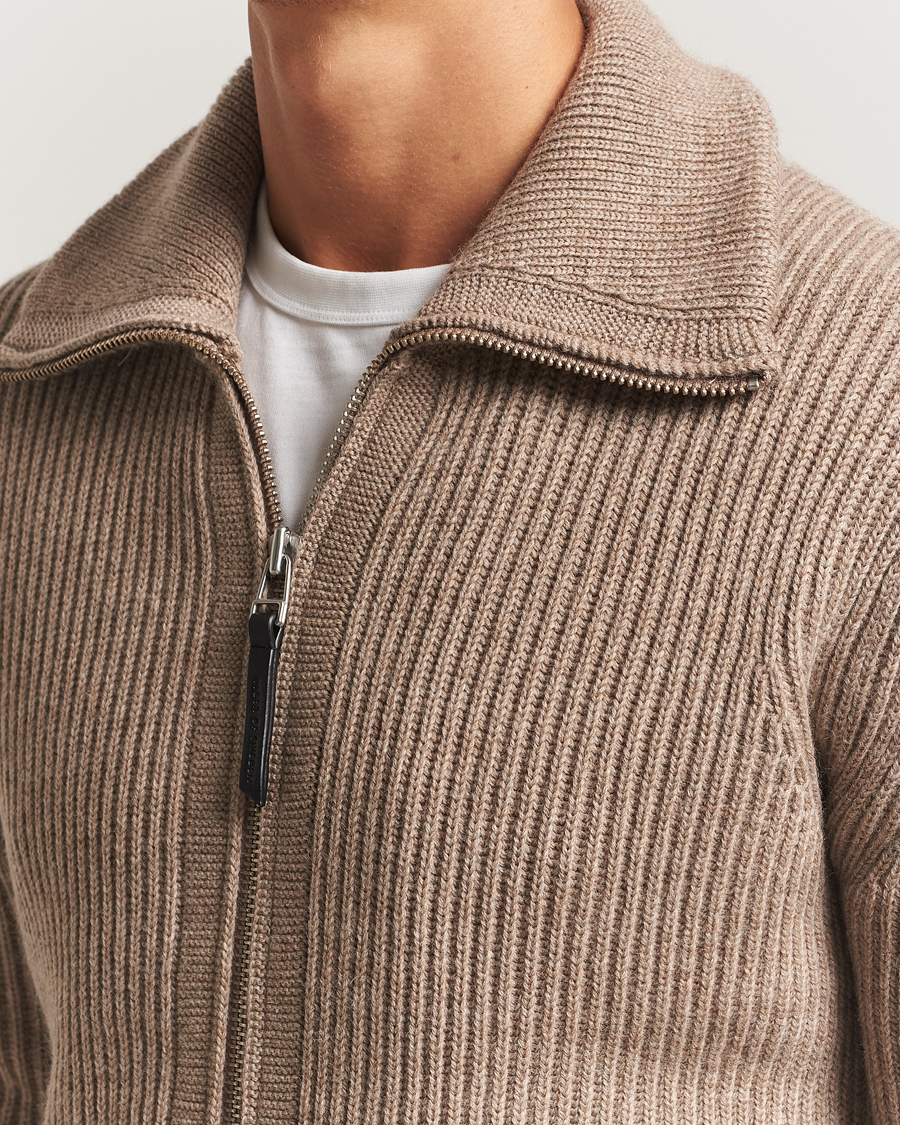 Uomini | Maglieria | Tiger of Sweden | Niall Heavy Wool Full Zip Beige Melange