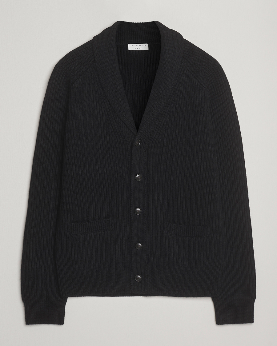 Uomini | Maglieria | Tiger of Sweden | Lester Heavy Wool Cardigan Black